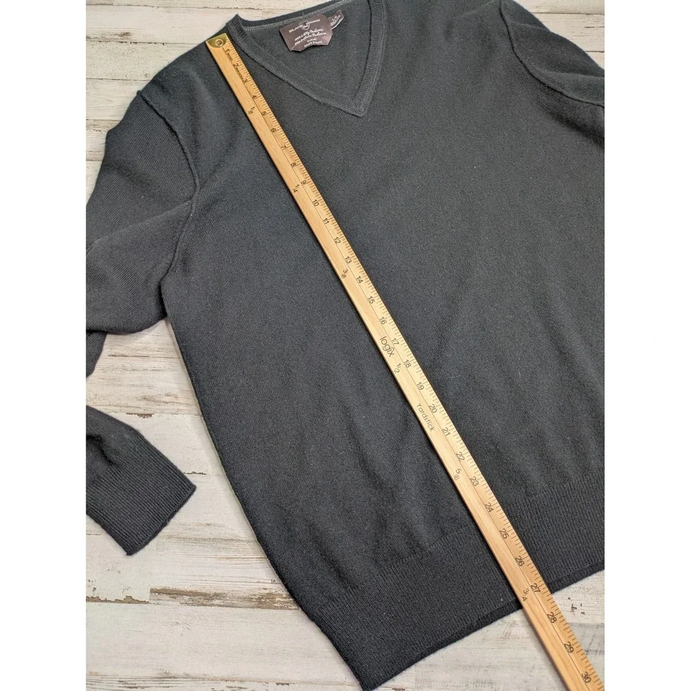 Black Brown 1826 Men's 100%‎ 2-Ply Cashmere V-Neck Sweater Black Men's Large